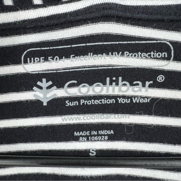 Coolibar Black White Striped Open Front UPF 50 Protective Top Cardigan SZ Small - Picture 2 of 4